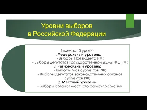 Уровни выборов в Российской Федерации