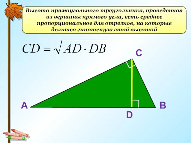 Высота прямоугольного треугольника, проведенная из вершины прямого угла, есть среднее