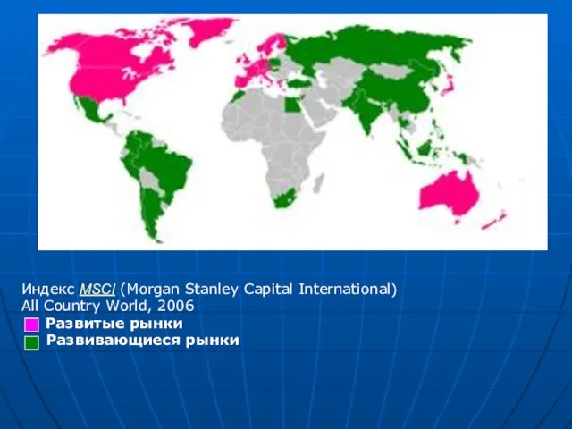 Индекс MSCI (Morgan Stanley Capital International) All Country World, 2006 Развитые рынки Развивающиеся рынки