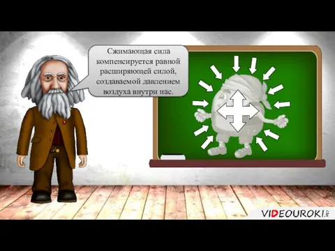 Сжимающая сила компенсируется равной расширяющей силой, создаваемой давлением воздуха внутри нас.