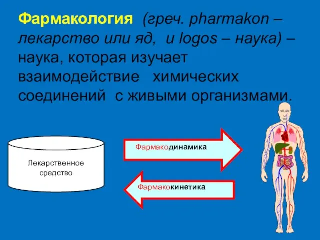 Фармакология (греч. pharmakon – лекарство или яд, и logos –