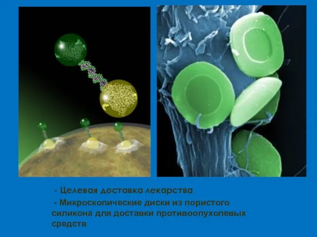 - Целевая доставка лекарства - Микроскопические диски из пористого силикона для доставки противоопухолевых средств