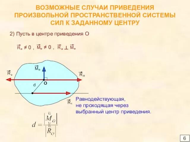 ВОЗМОЖНЫЕ СЛУЧАИ ПРИВЕДЕНИЯ ПРОИЗВОЛЬНОЙ ПРОСТРАНСТВЕННОЙ СИСТЕМЫ СИЛ К ЗАДАННОМУ ЦЕНТРУ