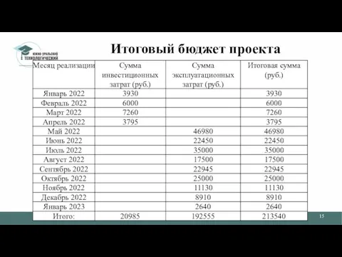 Итоговый бюджет проекта