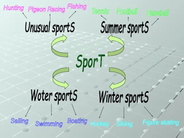 SporT Winter sportS Woter sportS Unusual sportS Summer sportS Fishing