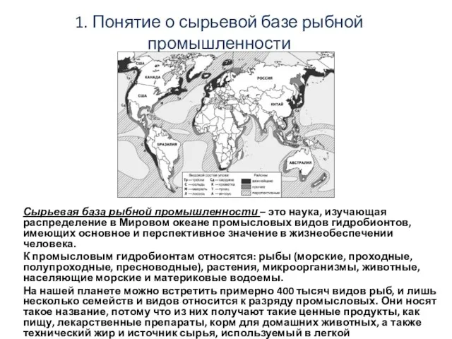 1. Понятие о сырьевой базе рыбной промышленности Сырьевая база рыбной