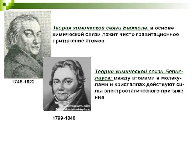 Теория химической связи Бертоле: в основе химической связи лежит чисто