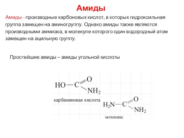 Амиды Амиды - производные карбоновых кислот, в которых гидроксильная группа