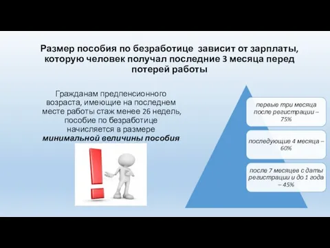 Размер пособия по безработице зависит от зарплаты, которую человек получал