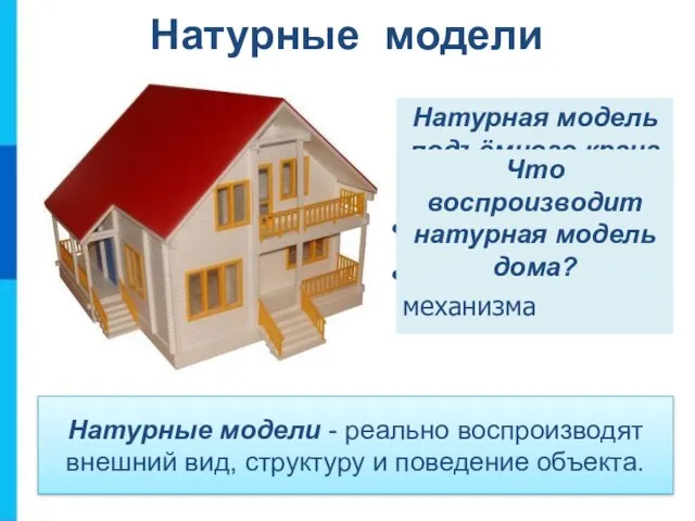 Натурные модели - реально воспроизводят внешний вид, структуру и поведение