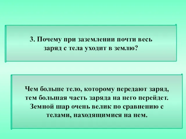 3. Почему при заземлении почти весь заряд с тела уходит