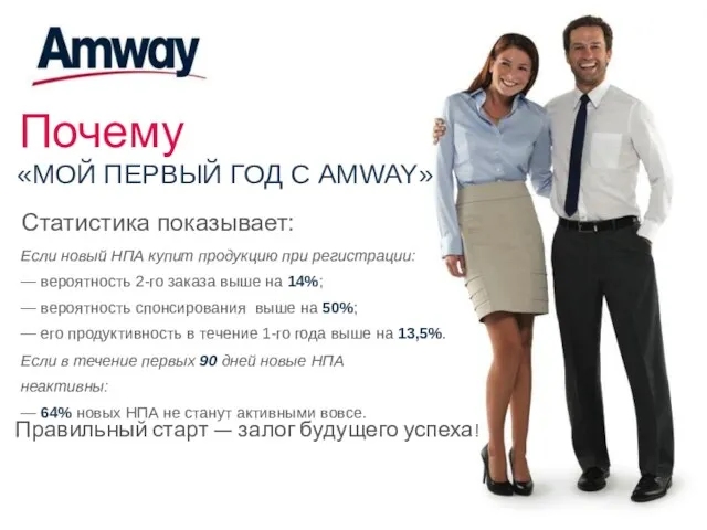 Почему «МОЙ ПЕРВЫЙ ГОД С AMWAY» Статистика показывает: Если новый НПА купит продукцию