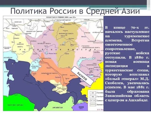 Политика России в Средней Азии казахи туркмены Во второй половине