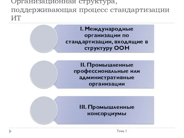 Организационная структура, поддерживающая процесс стандартизации ИТ Тема 1