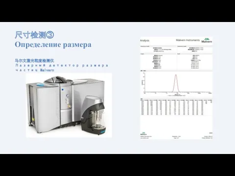 尺寸检测③ Определение размера 马尔文激光粒度检测仪 Лазерный детектор размера частиц Malvern