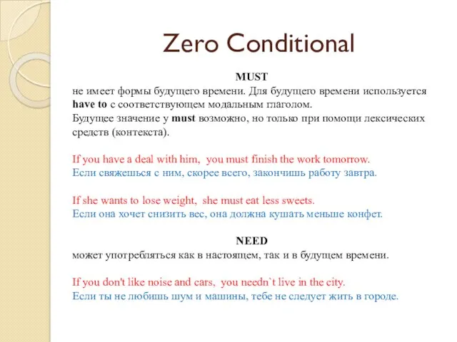 Zero Conditional MUST не имеет формы будущего времени. Для будущего