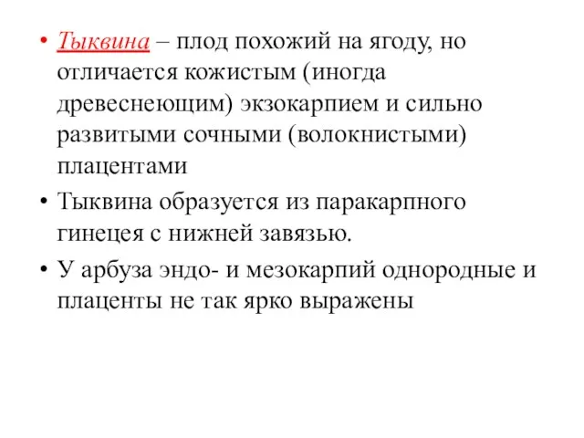 Тыквина – плод похожий на ягоду, но отличается кожистым (иногда