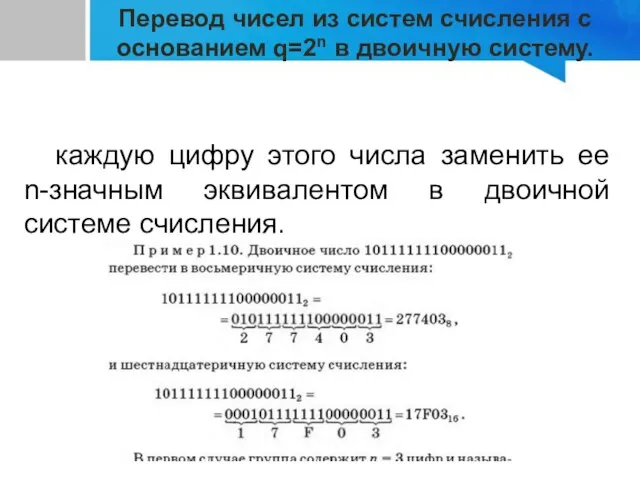 каждую цифру этого числа заменить ее n-значным эквивалентом в двоичной