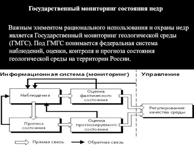 Государственный мониторинг состояния недр Важным элементом рационального использования и охраны