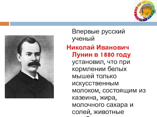 Впервые русский ученый Николай Иванович Лунин в 1880 году установил,