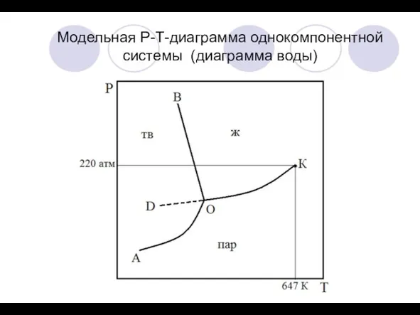 Модельная Р-Т-диаграмма однокомпонентной системы (диаграмма воды)