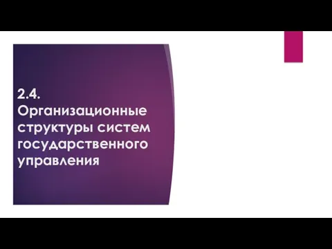 2.4. Организационные структуры систем государственного управления