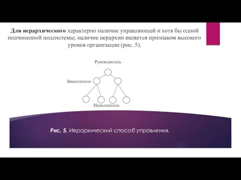 Рис. 5. Иерархический способ управления. Для иерархического характерно наличие управляющей