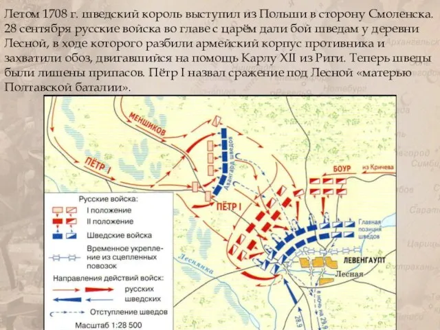 Летом 1708 г. шведский король выступил из Польши в сторону