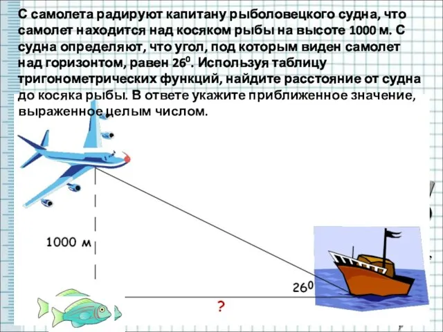 С самолета радируют капитану рыболовецкого судна, что самолет находится над