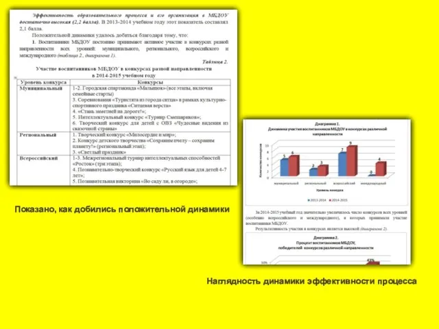 Показано, как добились положительной динамики Наглядность динамики эффективности процесса