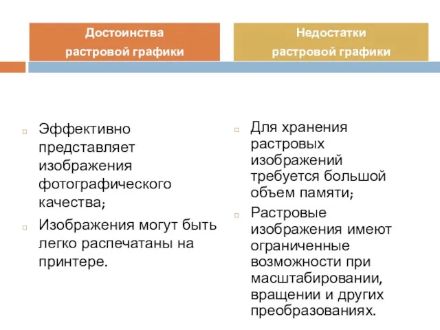 Эффективно представляет изображения фотографического качества; Изображения могут быть легко распечатаны