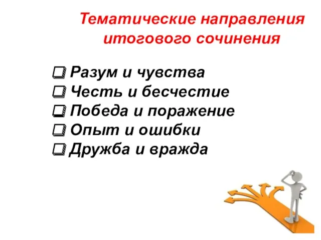 Тематические направления итогового сочинения Разум и чувства Честь и бесчестие