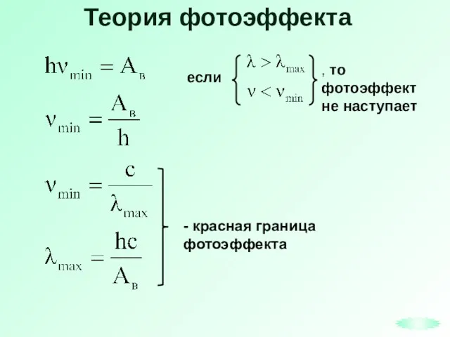 Теория фотоэффекта