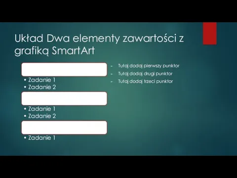 Układ Dwa elementy zawartości z grafiką SmartArt Tutaj dodaj pierwszy