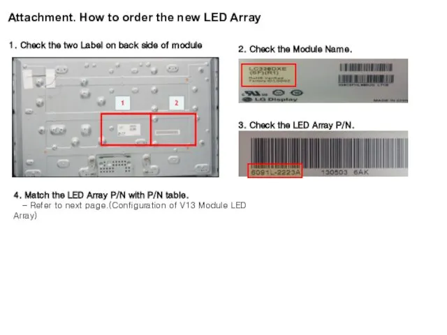 Attachment. How to order the new LED Array 1. Check