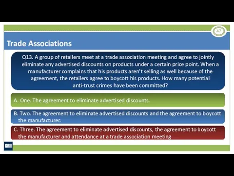 Q13. A group of retailers meet at a trade association
