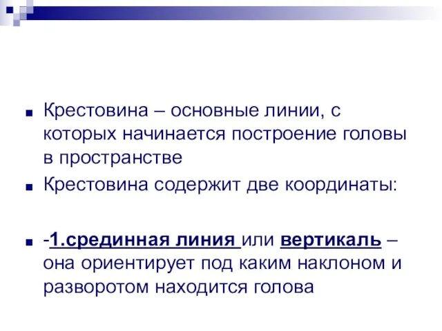 Крестовина – основные линии, с которых начинается построение головы в