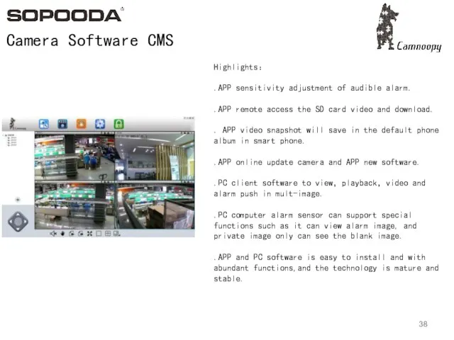 Highlights： .APP sensitivity adjustment of audible alarm. .APP remote access