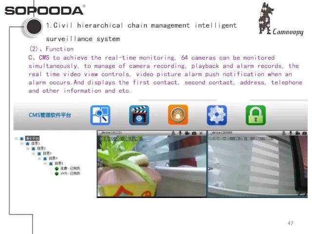 1.Civil hierarchical chain management intelligent surveillance system (2)、Function C、CMS to