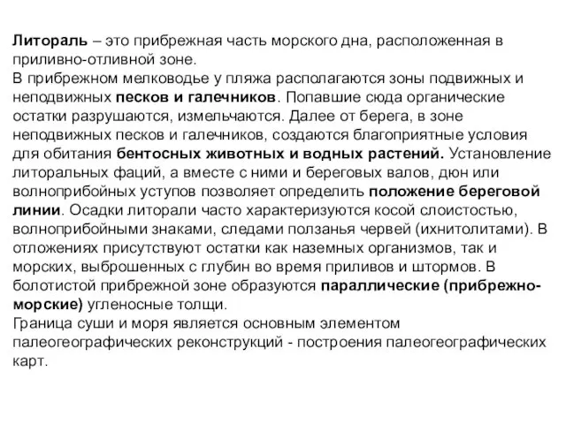 Литораль – это прибрежная часть морского дна, расположенная в приливно-отливной