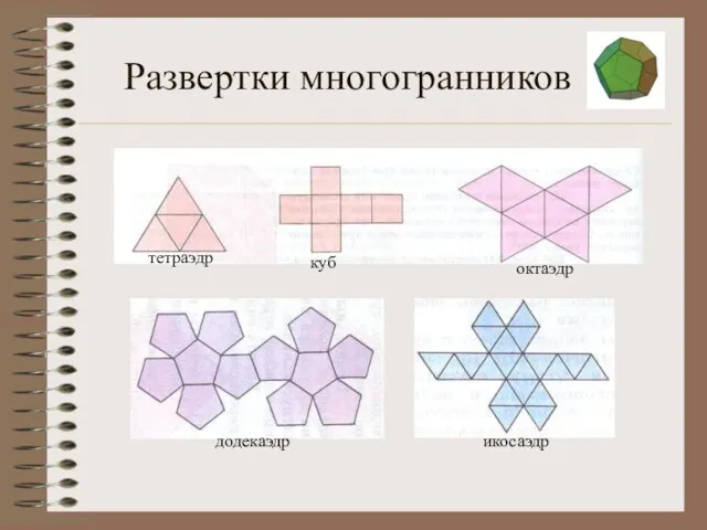Развертки многогранников тетраэдр куб октаэдр додекаэдр икосаэдр