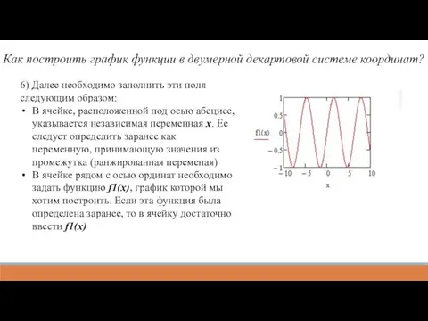 Как построить график функции в двумерной декартовой системе координат? 6)