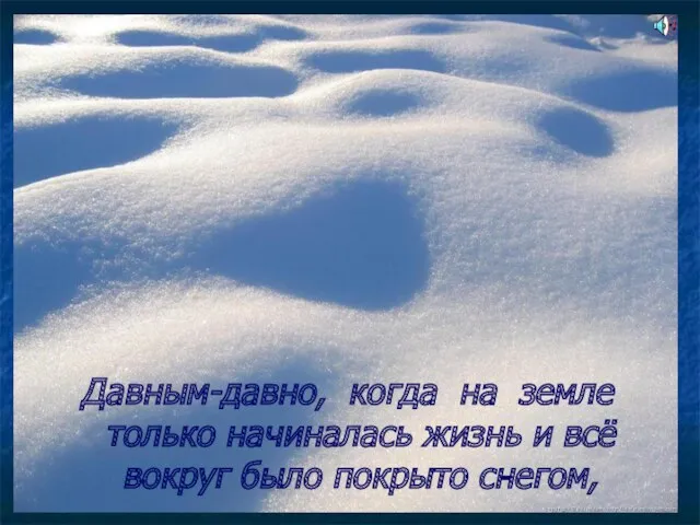 Давным-давно, когда на земле только начиналась жизнь и всё вокруг было покрыто снегом,