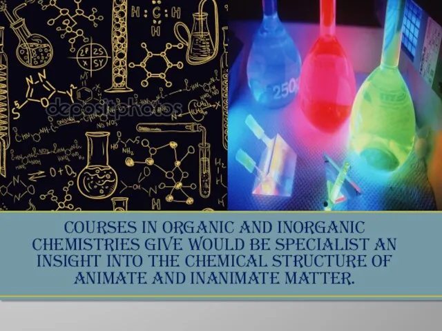 Courses in organic and inorganic chemistries give would be specialist an insight into