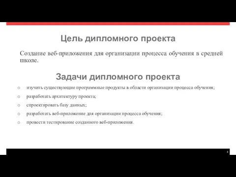 Цель дипломного проекта Создание веб-приложения для организации процесса обучения в