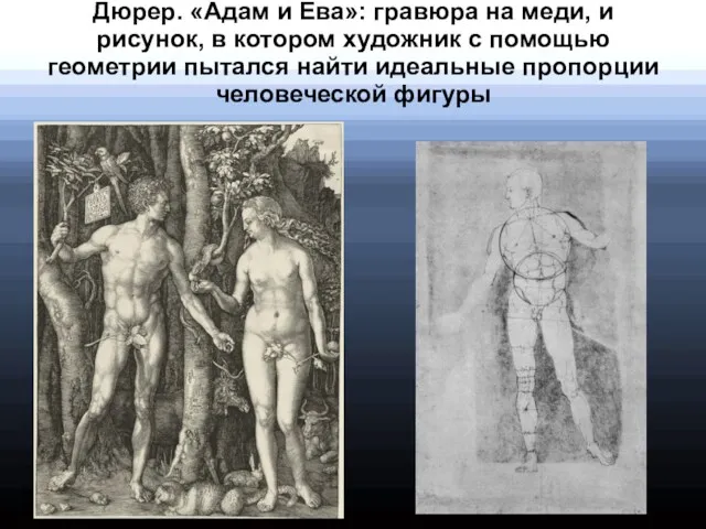 Дюрер. «Адам и Ева»: гравюра на меди, и рисунок, в котором художник с