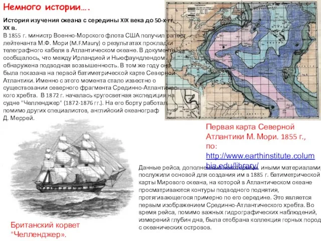 Немного истории…. Первая карта Северной Атлантики М. Мори. 1855 г.,