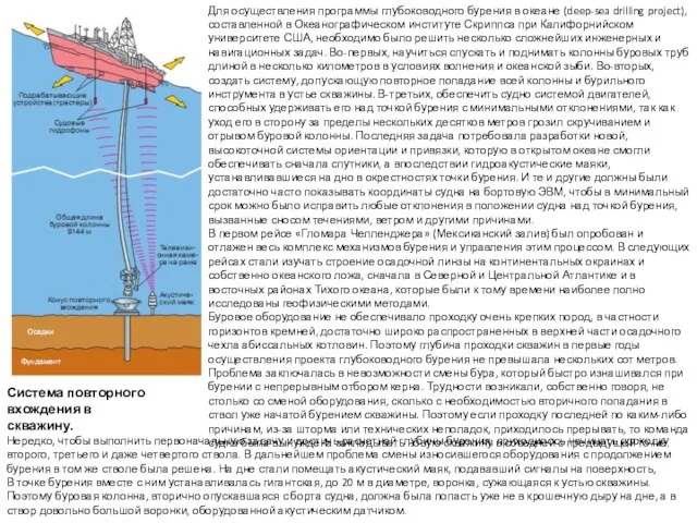 Система повторного вхождения в скважину. Для осуществления программы глубоководного бурения