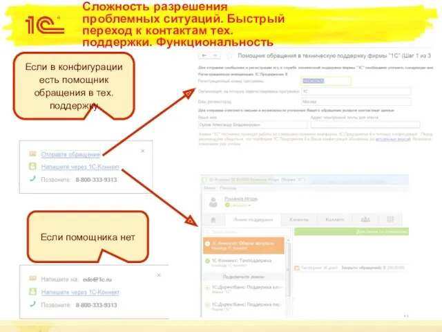 Сложность разрешения проблемных ситуаций. Быстрый переход к контактам тех. поддержки.