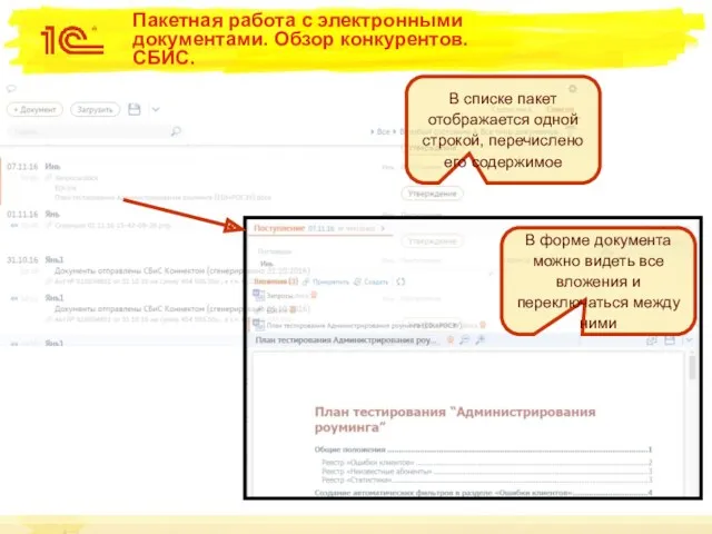 Пакетная работа с электронными документами. Обзор конкурентов. СБИС. В списке